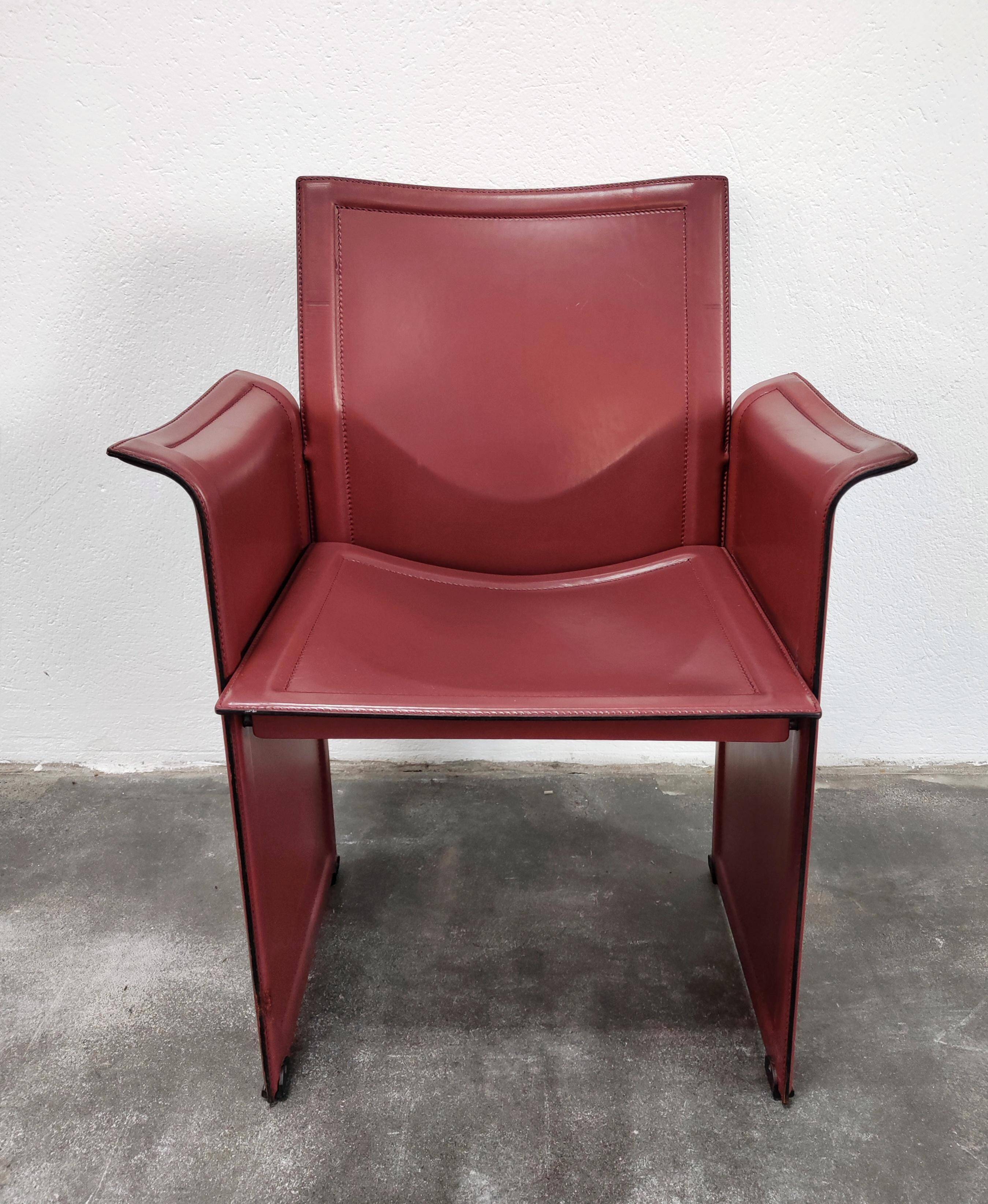 Chaises en cuir par Tito Agnoli pour Matteo Grassi, Modèle Korium, 1979