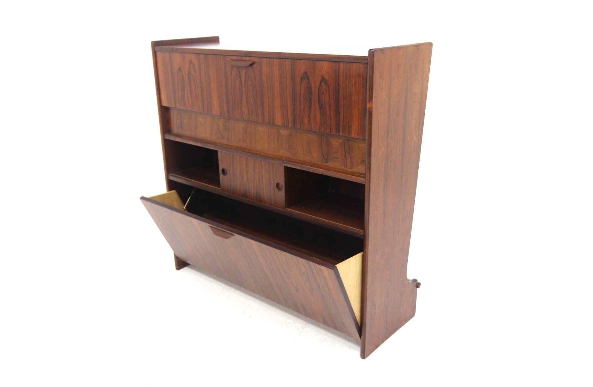 Rosewood bar cabinet "SK 661" and its 2 stools, Johannes Andersen, Denmark, 1960