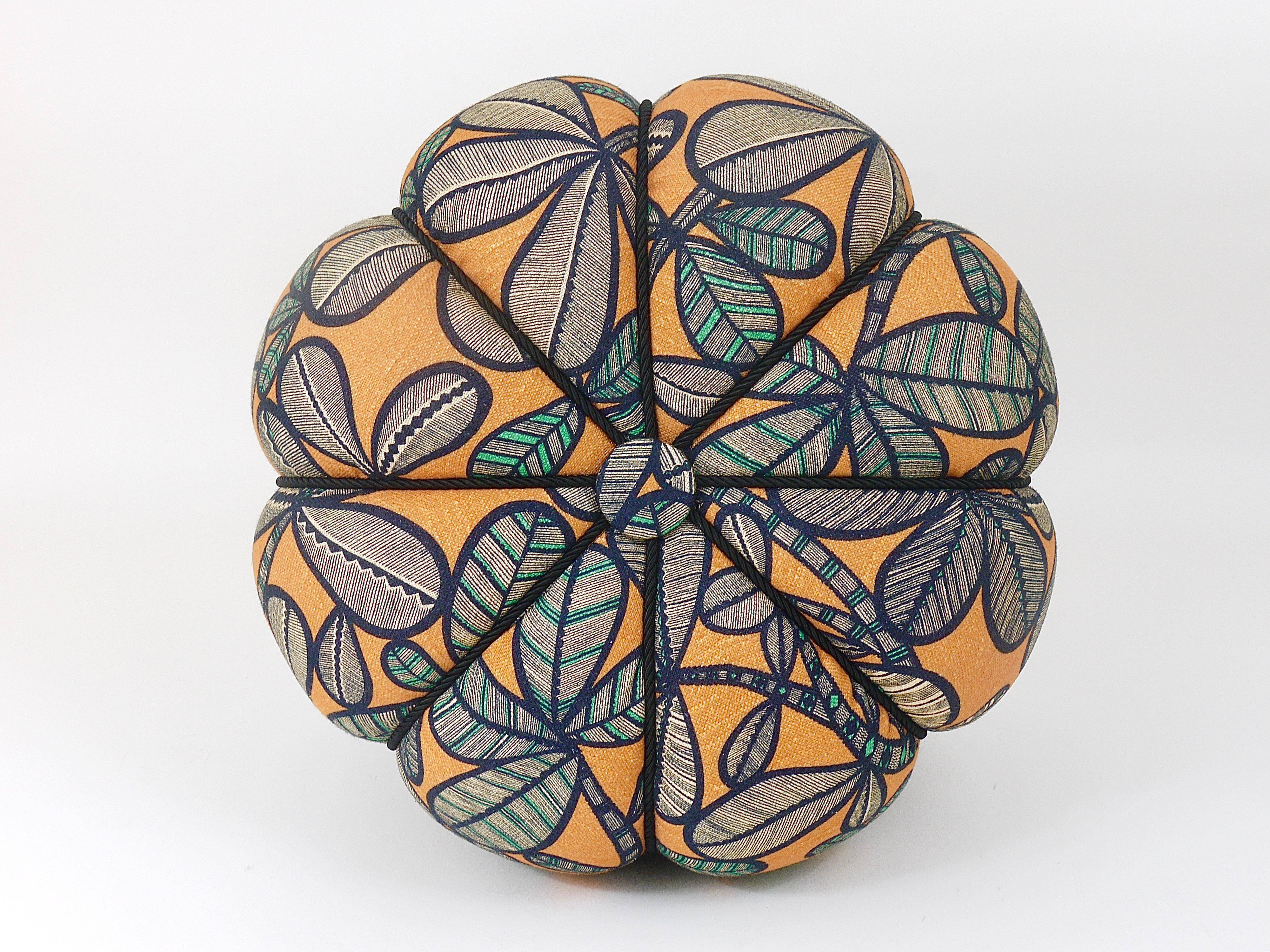 up to 3 Art Deco stools by Jindrich Halabala, leaf pattern, pouf, ottoman, 1930s