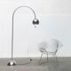 Chrome metal arc floor lamp Space Age mid-century by Cosack, 1960s