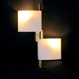 White and brass asymmetrical appliques, with double opaline, France 1950's