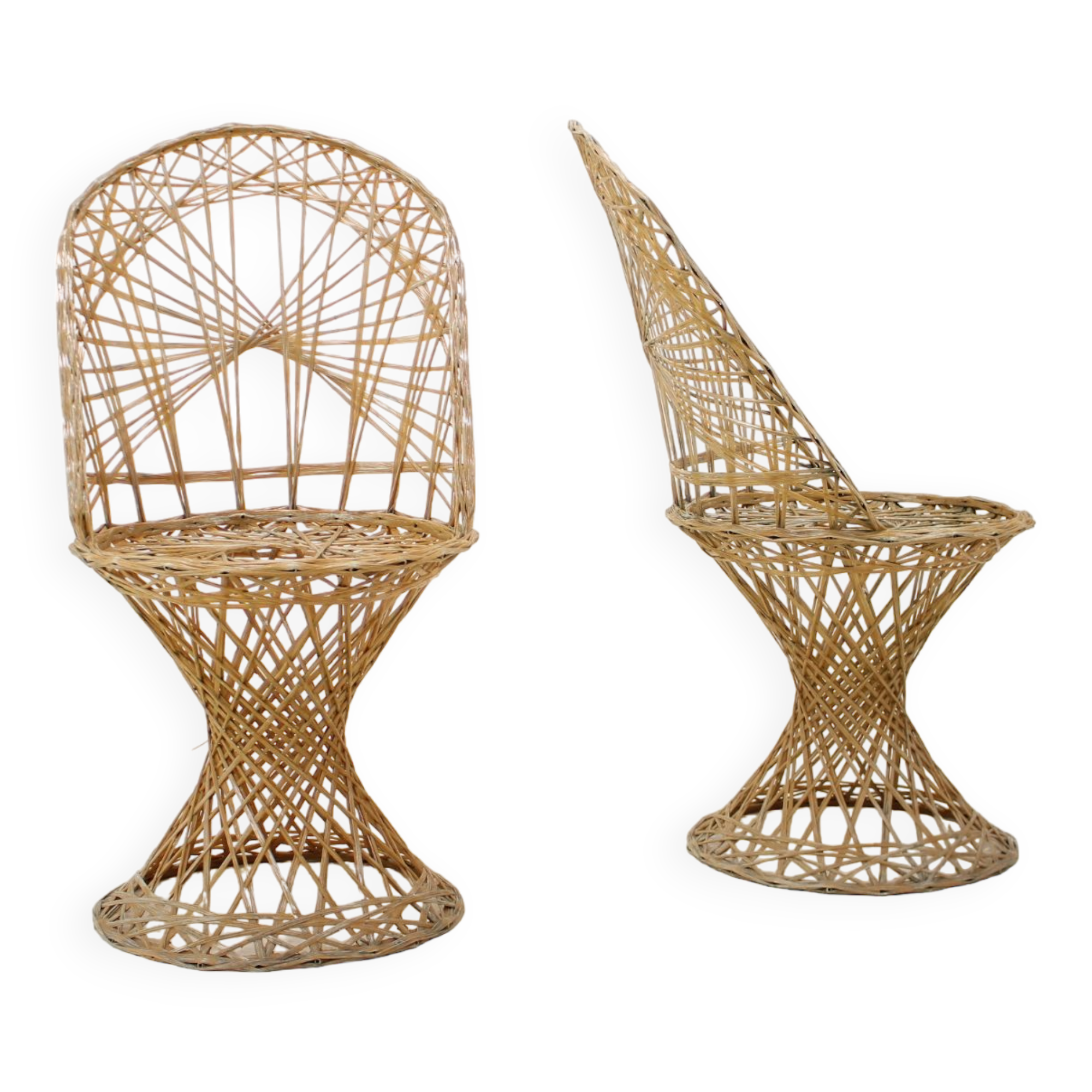 Pair of Chairs, Patio Russell Woodard Wicker Effect, 1960s