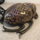 Zoomorphic scarab lamp in glazed ceramic
