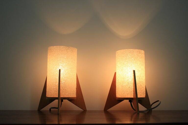 Pair of Midcentury Table Lamps, Rockets, Pokrok Zilina, 1970s