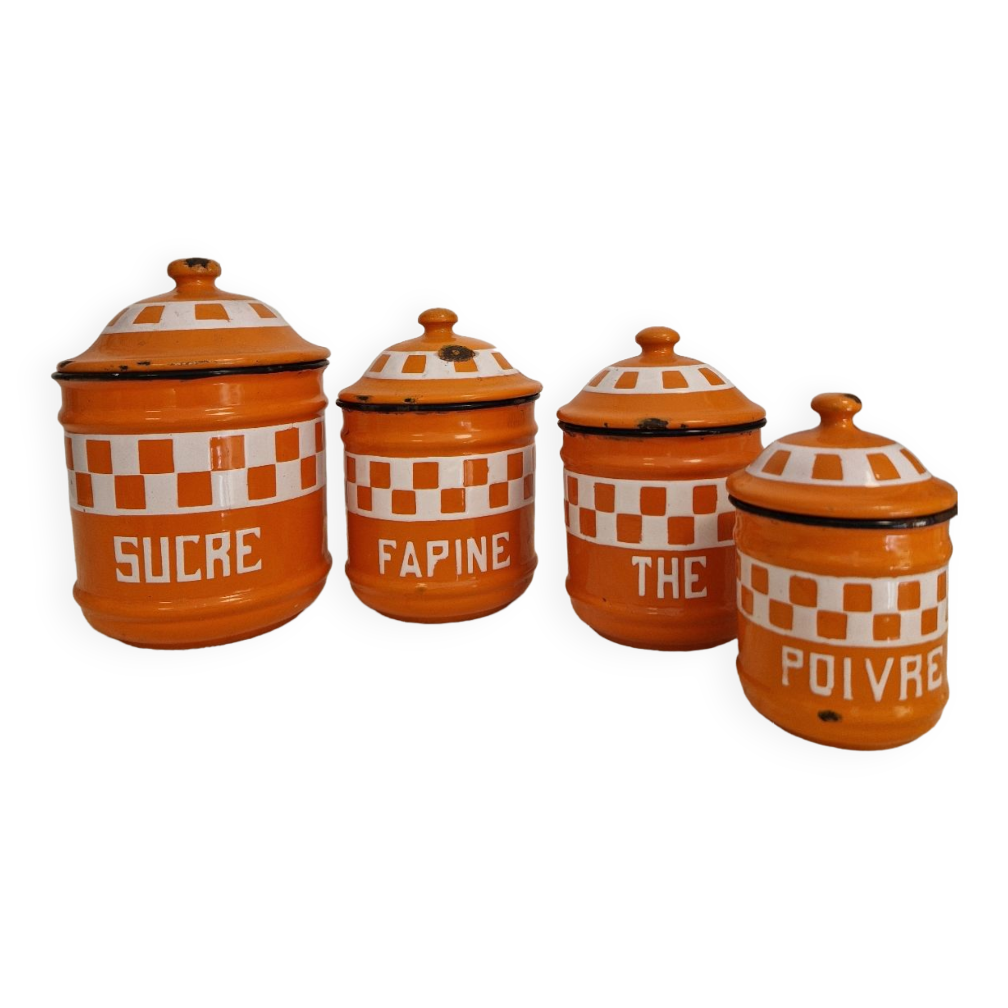 Spice jars enamelled sheet metal