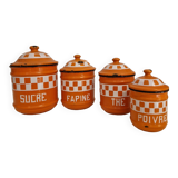 Spice jars enamelled sheet metal