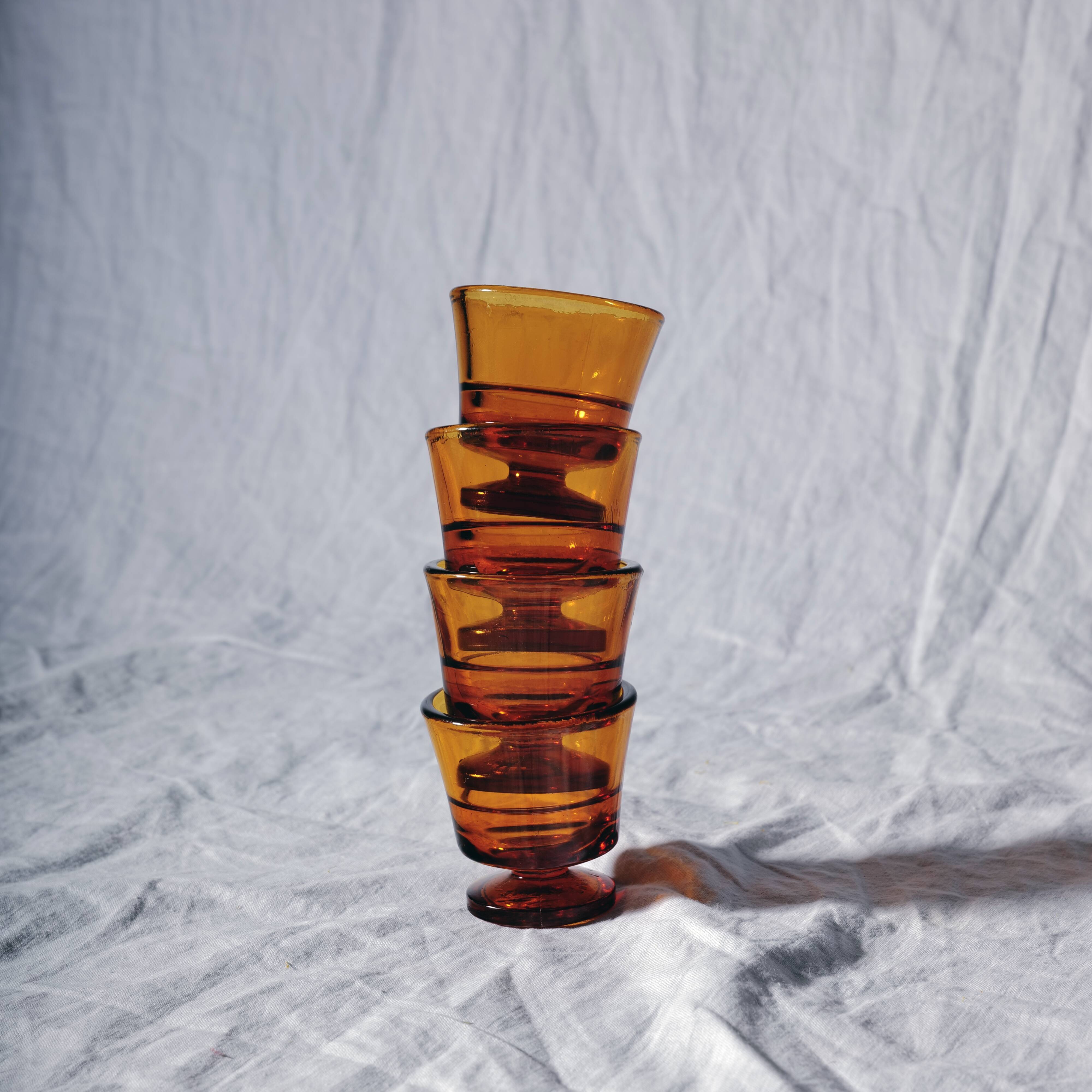 4 Duralex amber glass egg cups