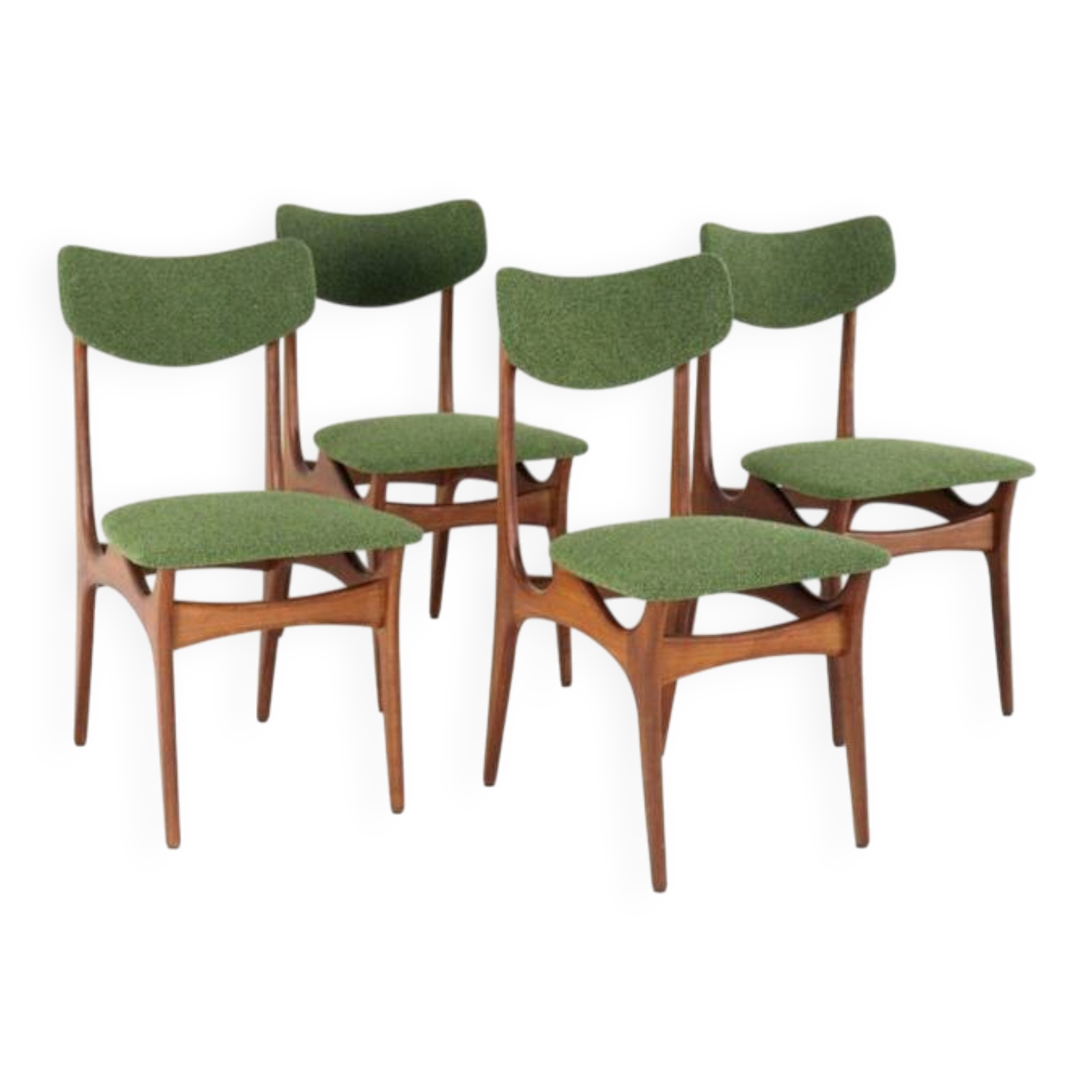 Set of 4 dining chairs 'Cindy' - new upholstery - mid century modern - teak