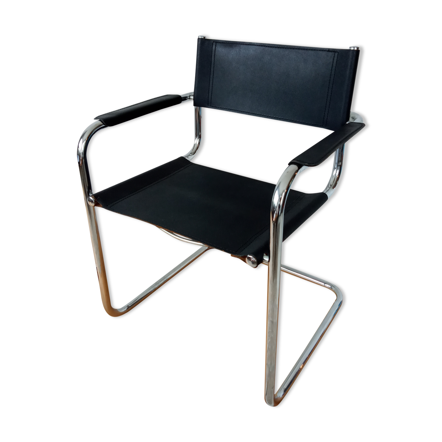 Leather and chrome armchair from the 70s/80s