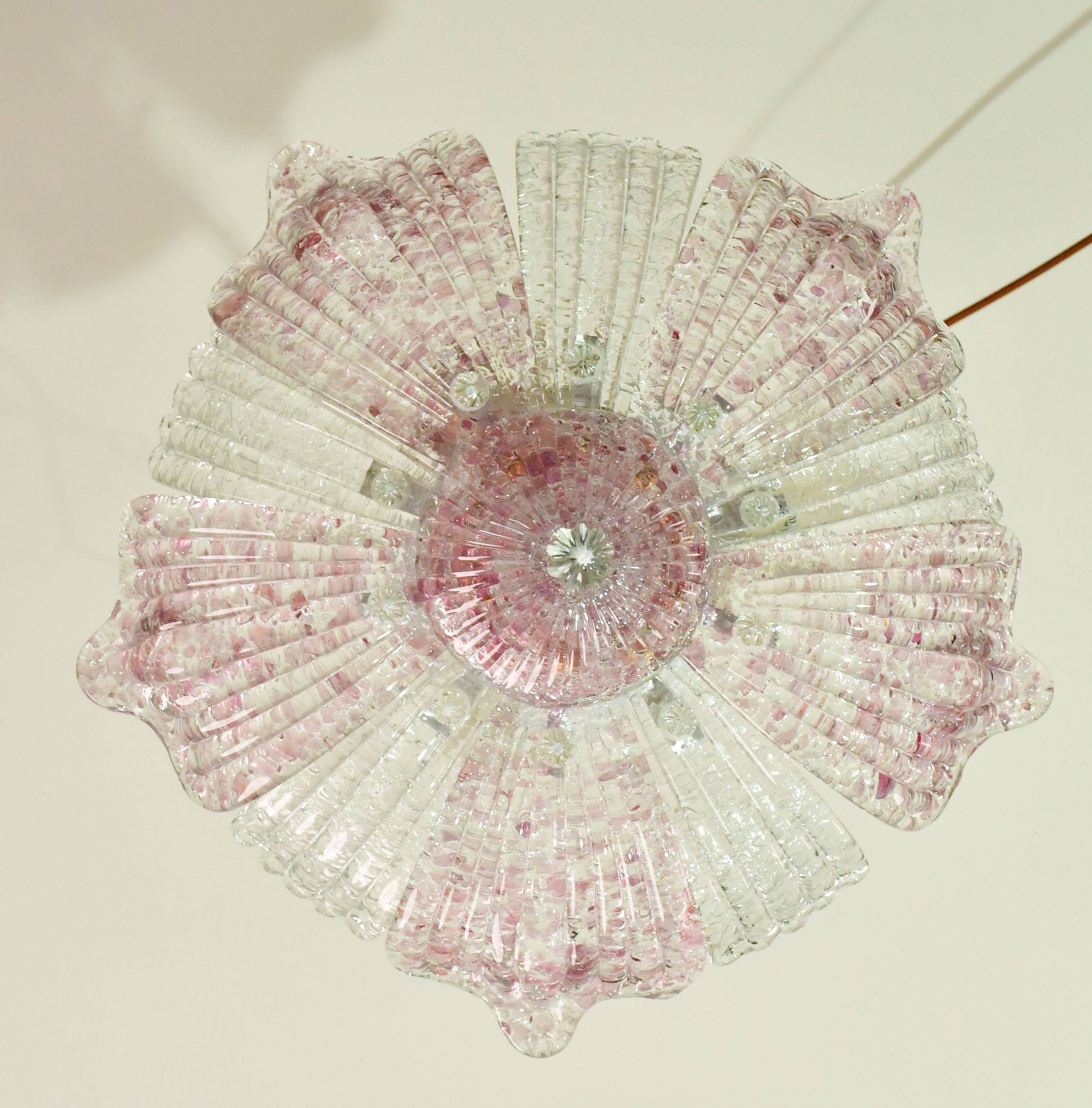 Vintage Murano glass ceiling lamp pink