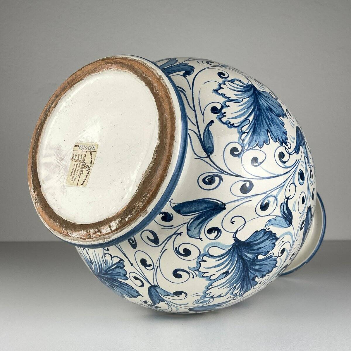 Large Blue Ceramic Vase by Ima for Montelupo Florentino, Italy, 1980s