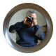 round mirror 1970s brushed stainless steel frame 43 cm