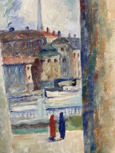Swedish Oil on Panel “Stockholm Motif” by Emil Hellbom, Vintage & Framed 56×48cm
