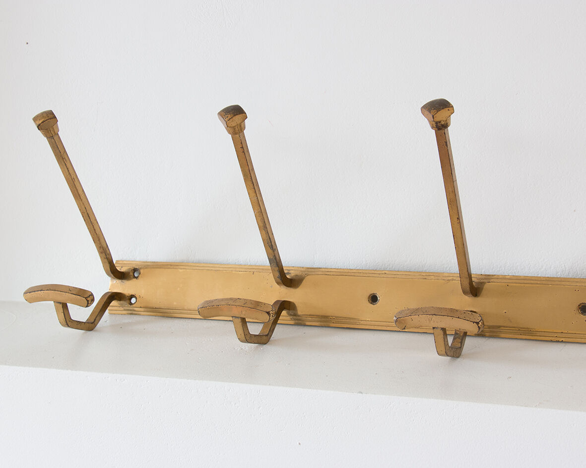 Coat rack metal golden 5 hooks