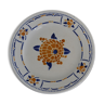 Blue, orange and blue plate with floral pattern
