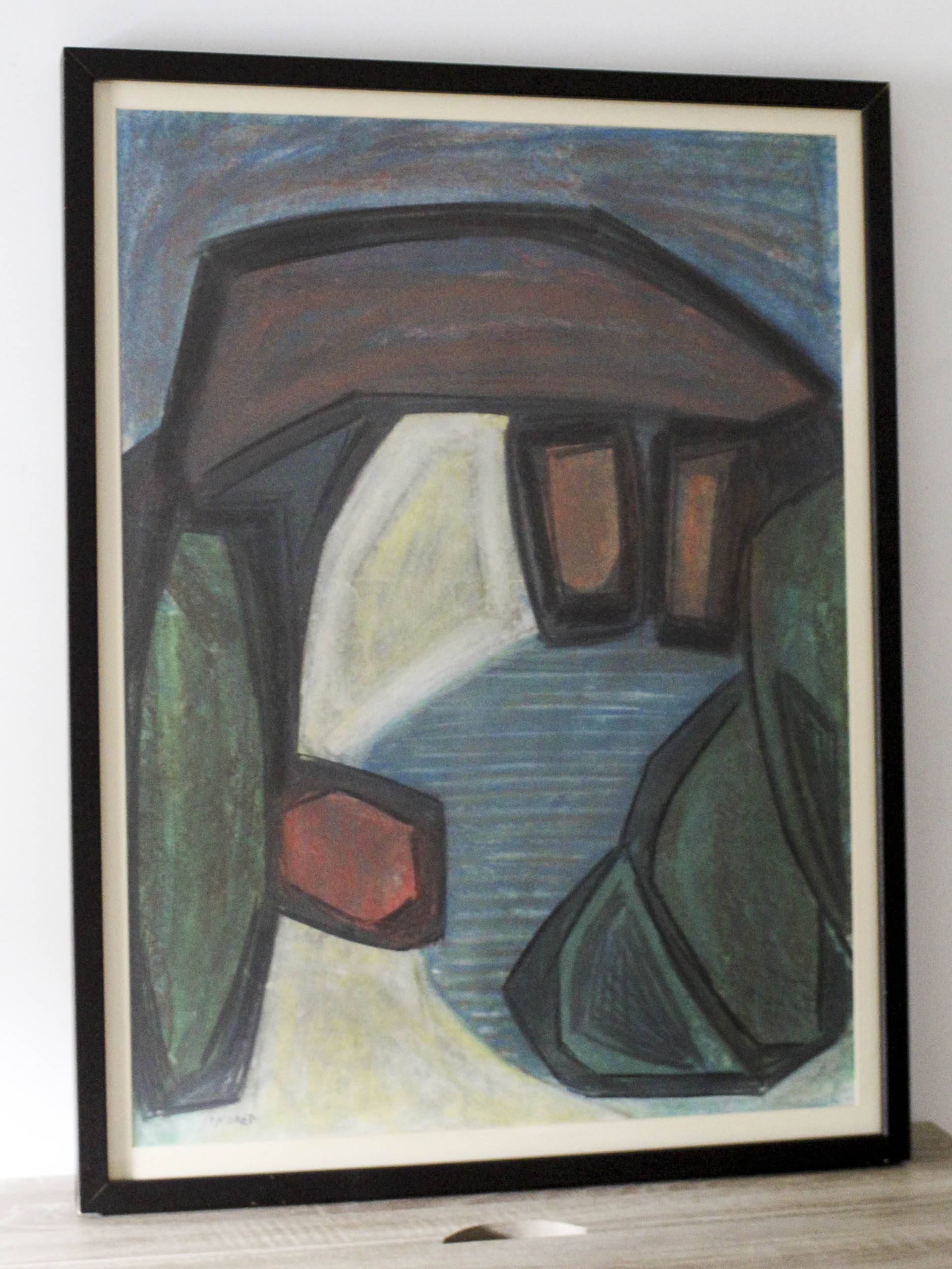 Composition en pastel de Charles Gassner (1915-1977)