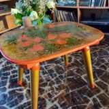 Old gilded wooden stool decorated vintage Russian craftsmanship