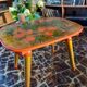 Old gilded wooden stool decorated vintage Russian craftsmanship