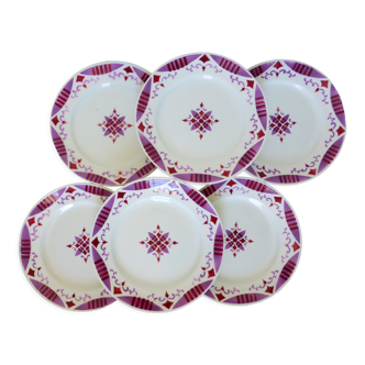 6 dessert plates from Moulin des Loups and Hamage, Madeleine model