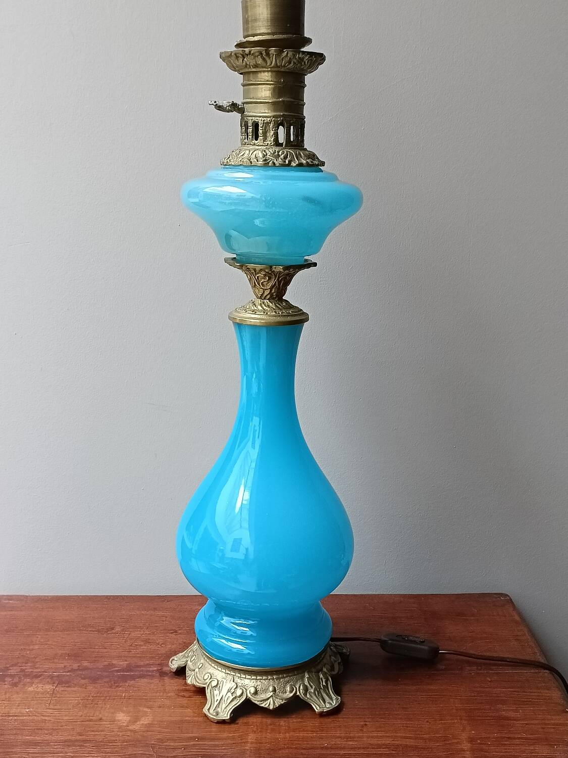 Blue opaline and bronze lamp base