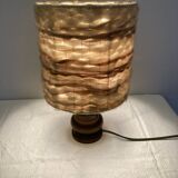 Lampe en bois, abat-jour en laine