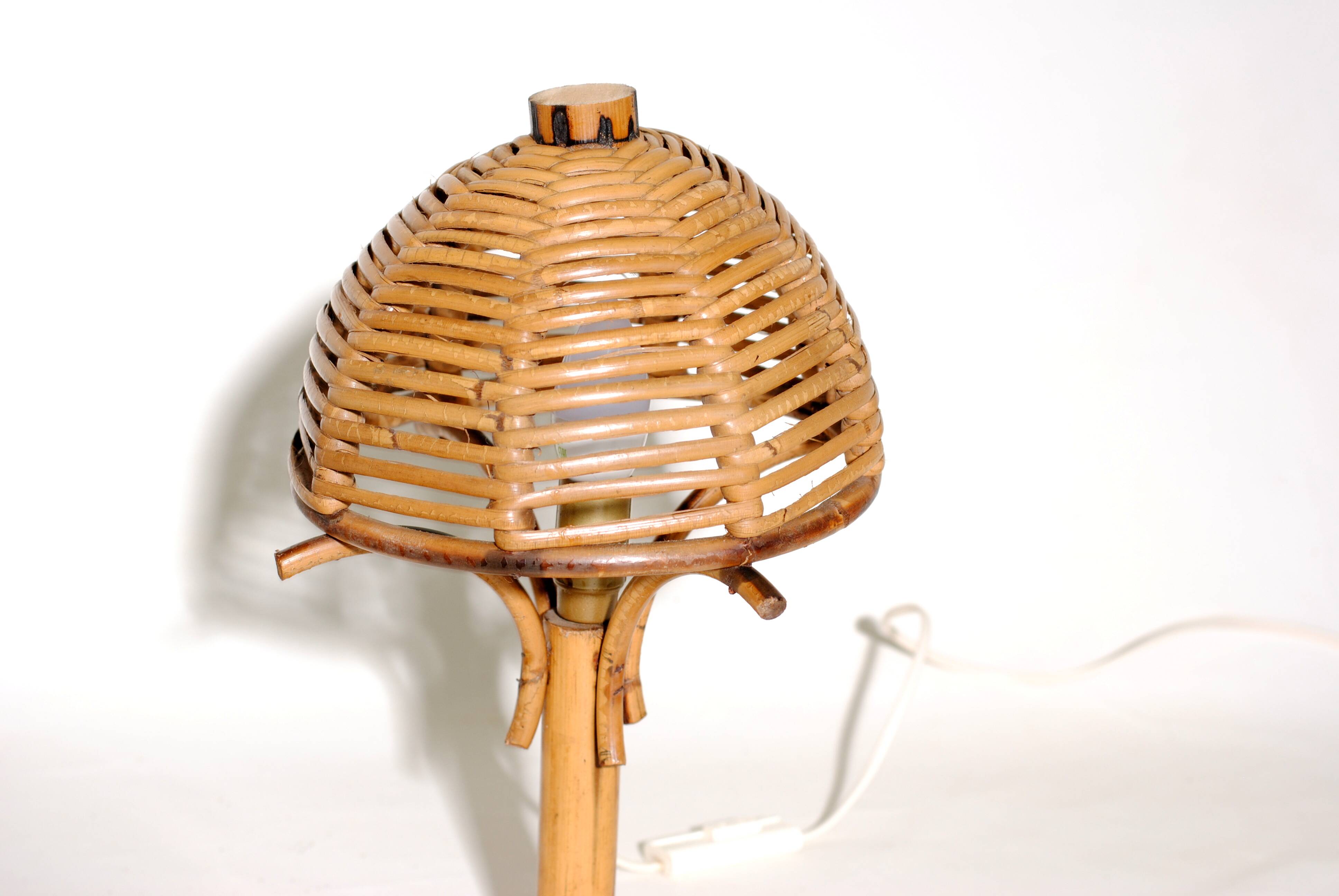 Lampe de Bureau Champignon en Bambou et rotin