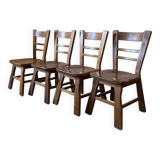4 brutalist chairs in solid oak