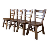 4 brutalist chairs in solid oak