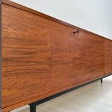 1960s Large Vintage Minimalistic Teak Sideboard with Metal Legs