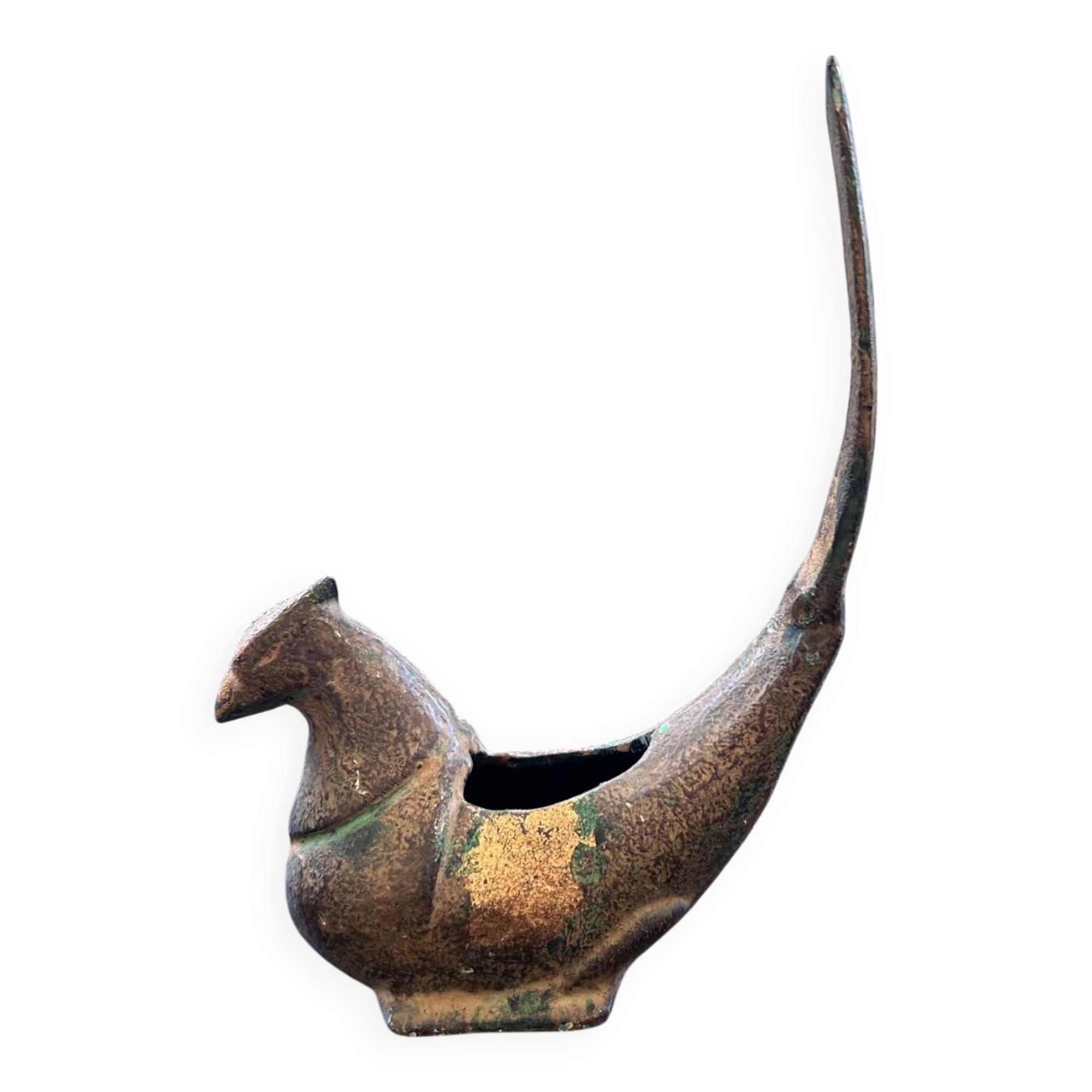 Zoomorphic ashtray in patinated bronze