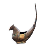 Zoomorphic ashtray in patinated bronze