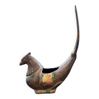Cendrier zoomorphe en bronze patiné