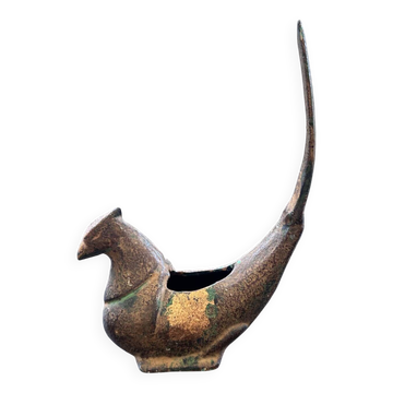 Zoomorphic ashtray in patinated bronze