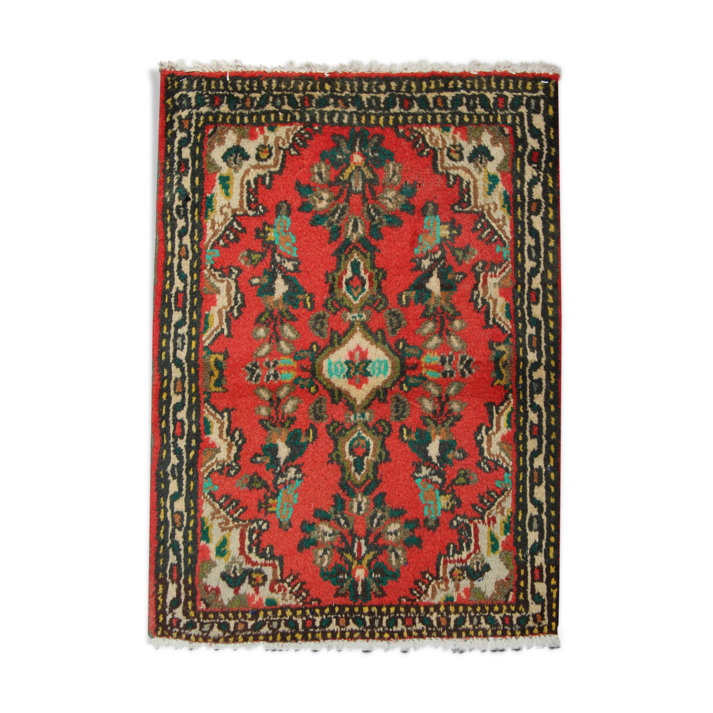 Small vintage persian mahal carpet  oriental wool area rug- 57x87cm