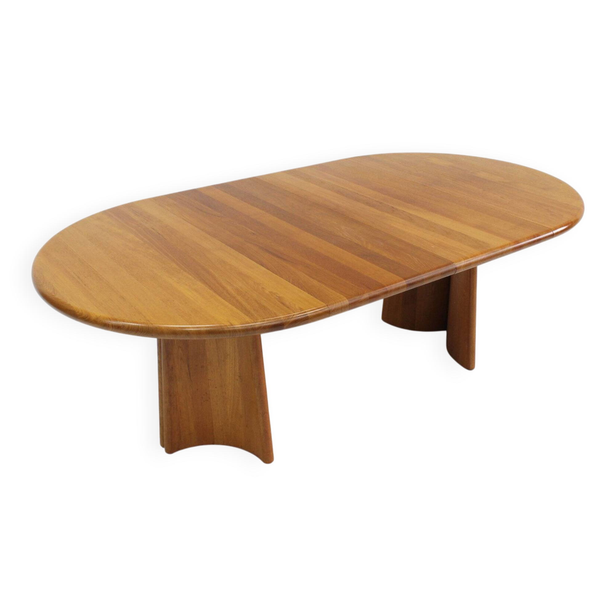 Vintage Danish round extendable dining table solid teak 1960s