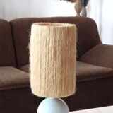 Glass lamp with hemp shade from the 60s
