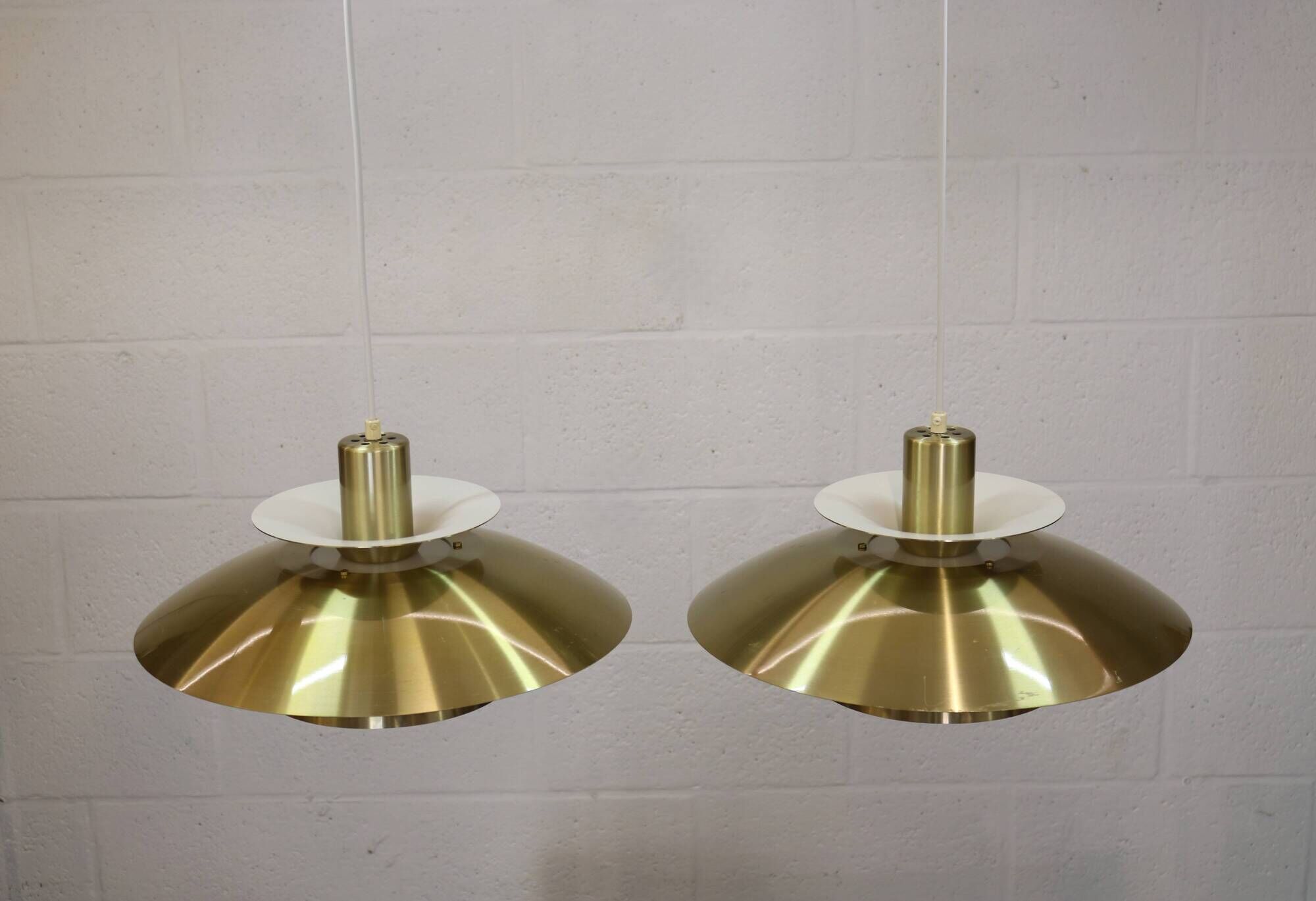 Rare golden pair of Danish design lamps  - great condition.