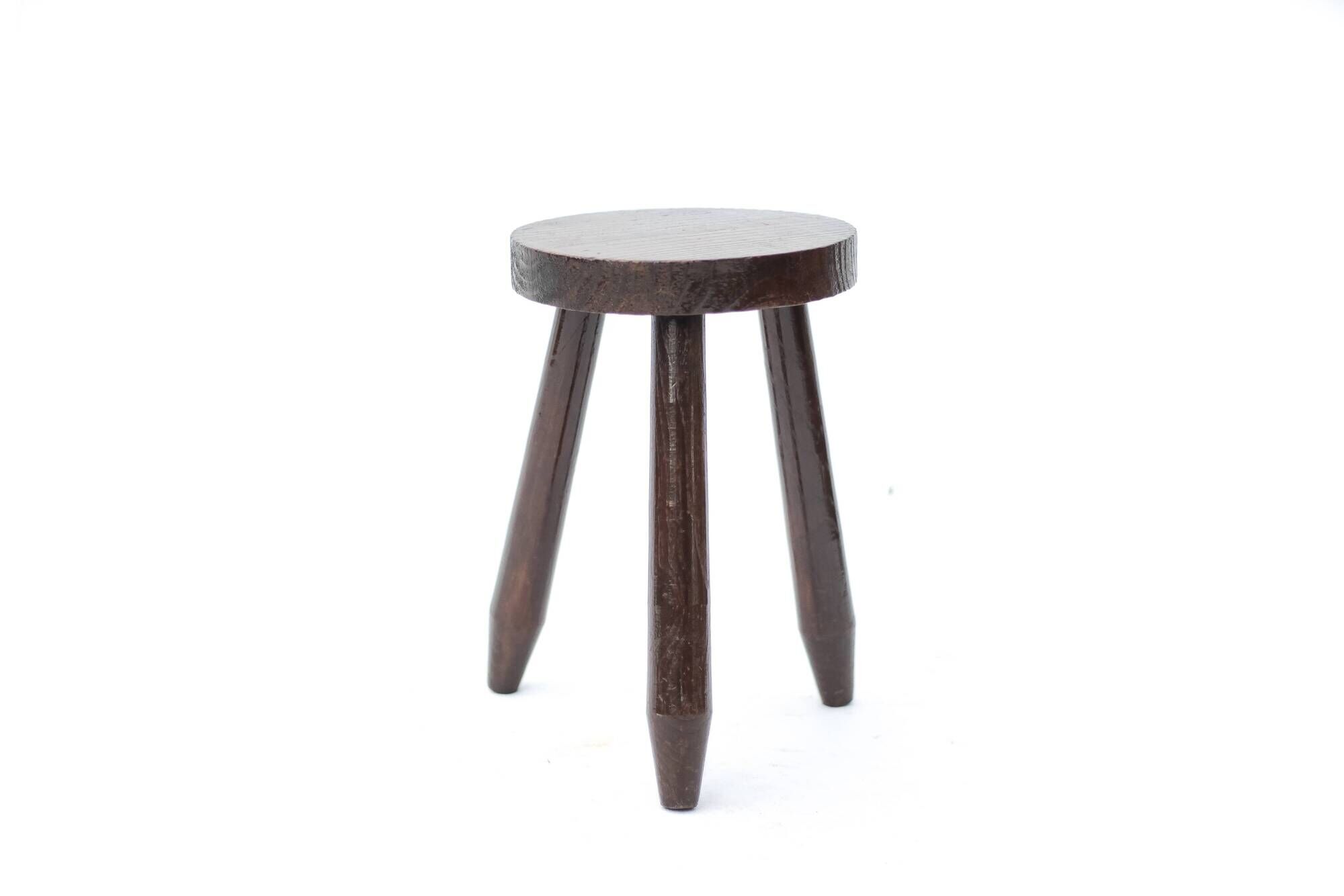 Vintage stool, wooden stool, tripod stool, brutalist, plant stand.