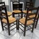 Suite of 6 brutalist straw chairs, 1940s