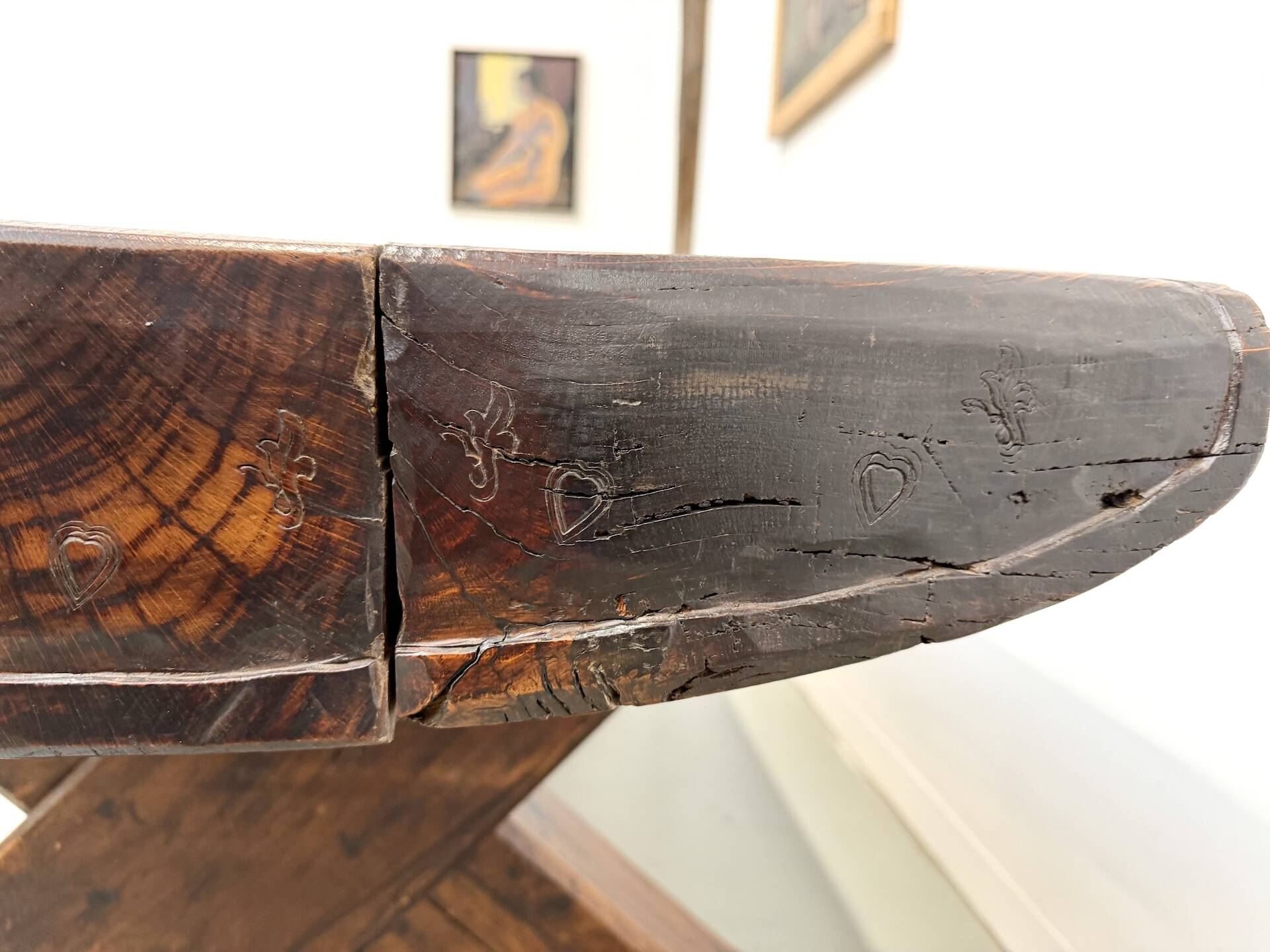 Table Brutaliste en Chêne Massif, Art Populaire (Vers 1900)