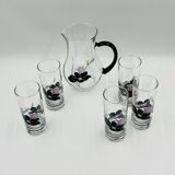 Service carafe glasses vintage floral decor