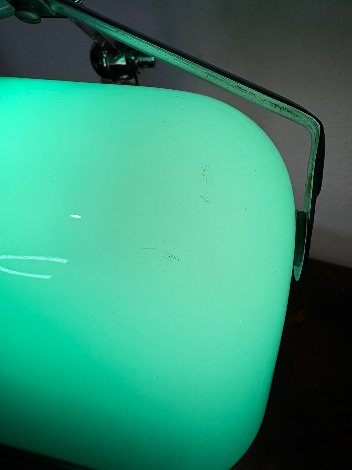 Desk lamp, notary, banker, green opaline, art deco 1930