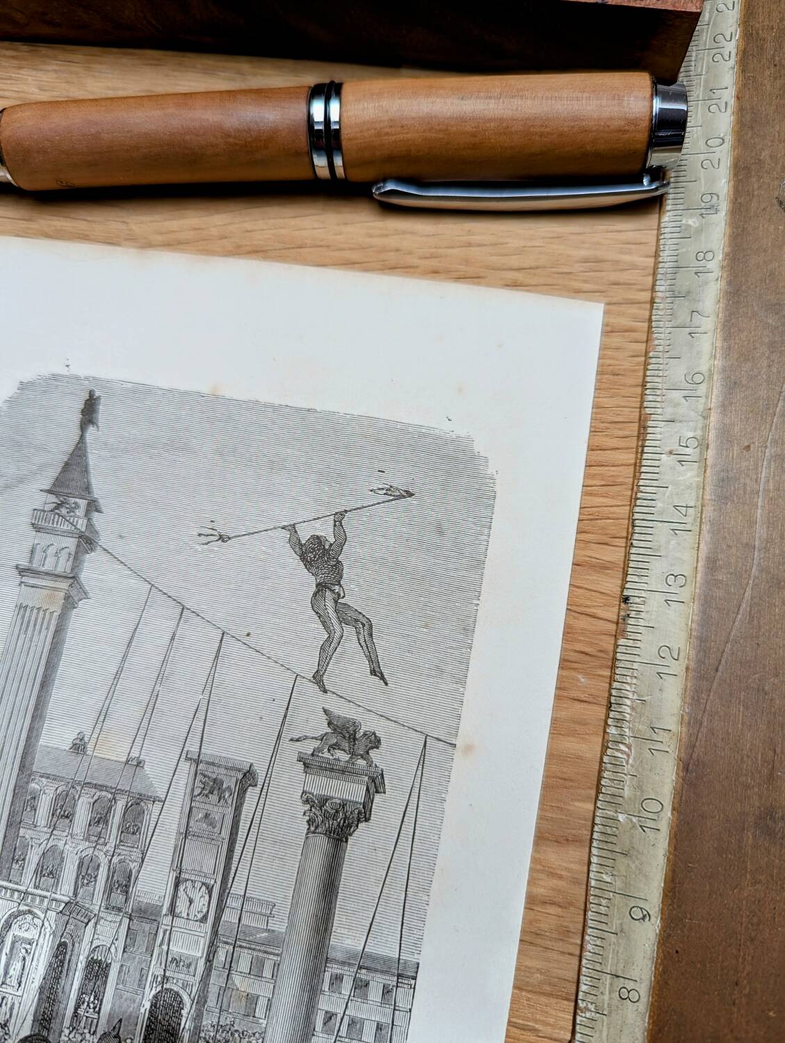 Printed in 1878, Rope Dancers in Venice, Italy.