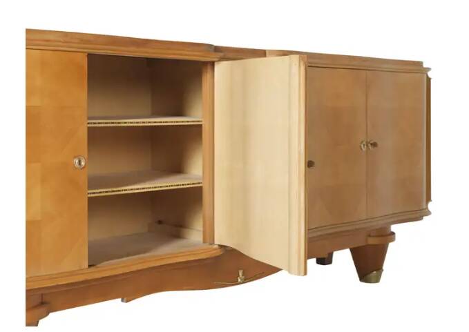 French Art Deco sideboard in sycamore, style of André Arbus, c. 1940.