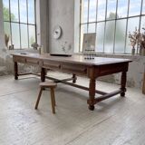 Solid walnut farmhouse castle table 1900 XXL