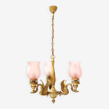 3-branched chandelier in gilded bronze.