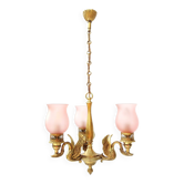 Lustre 3 branches en bronze doré.