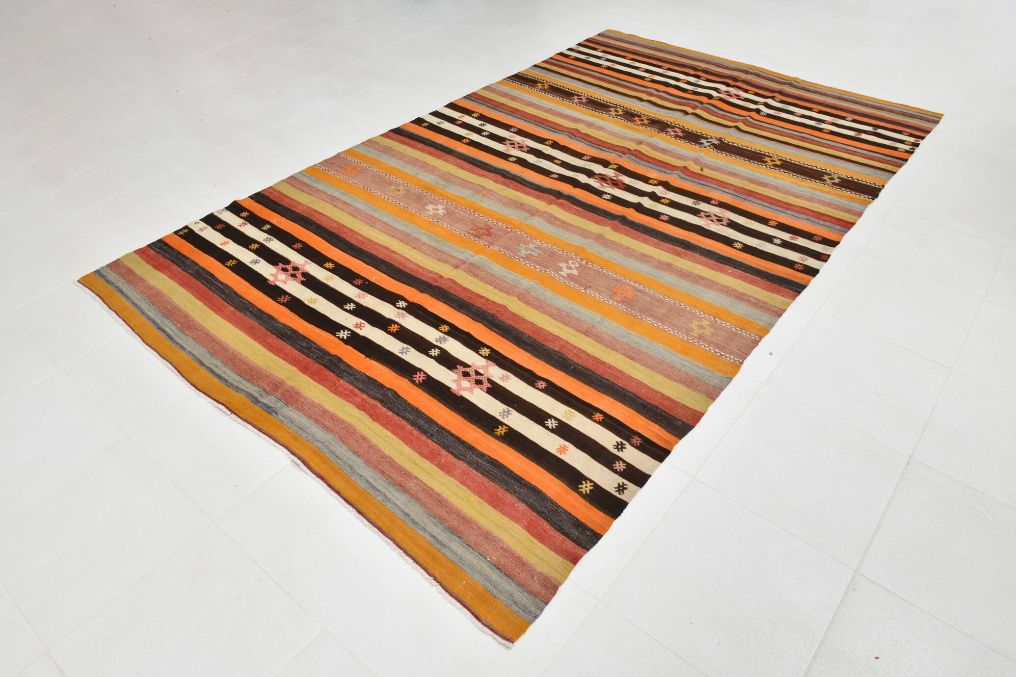 6x11 Multicolor Wool Kilim Rug, 190x322Cm