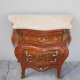 Louis XV style curved chest of drawers in marquetry
