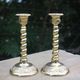 Pair of antique gilt brass candlesticks – Made in England – vintage style